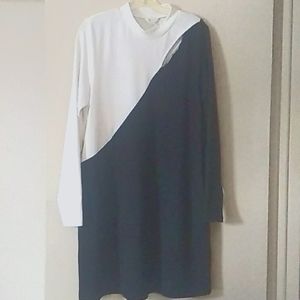 Color Blocking Black and White Dress